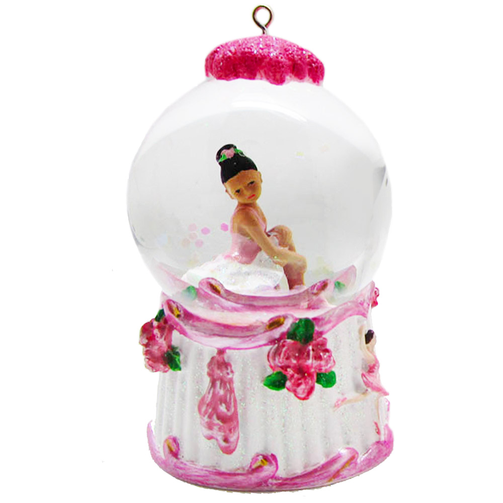 Mini African American Ballerina Snow Globe Ornament